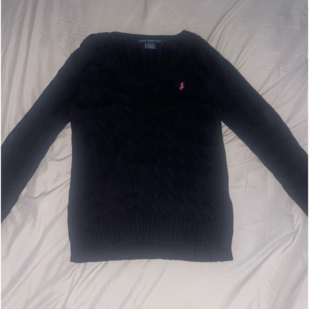 Ralph Lauren Blck Knitted Sweater with pink Horse